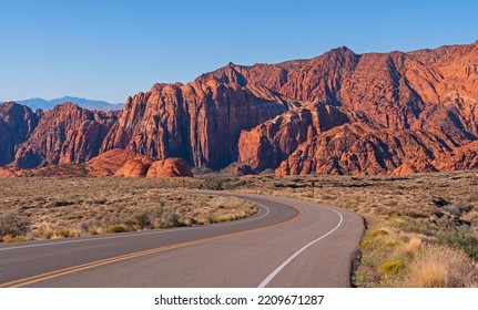 Road Into A Red Rocks Canyon in Snow Canyon State Park in Utah - Powered by Shutterstock