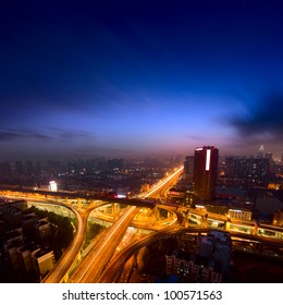 A Road Junction At Evening In Changsha ,china