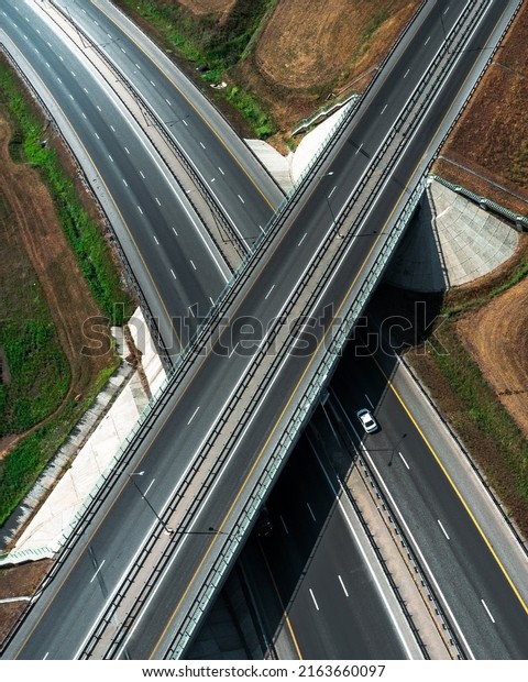 Road junction of\
the freeway. Highway roads