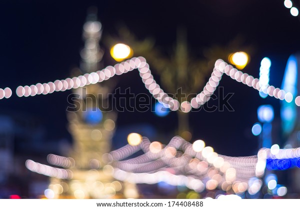 Road lighting decoration at night time, Blurred\
Photo bokeh
