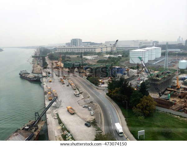 The road of\
logistic port, Nong Ping,\
Hongkong.