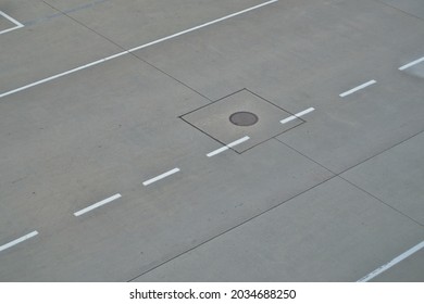 Road Markings On A Concrete Airfield As A Background