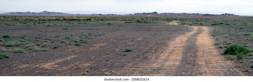 A Road In Mongolian Desert