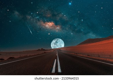 road to the moon in the desert  - Powered by Shutterstock