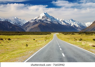 Road To Mount Cook, Southern Alps, New Zealand