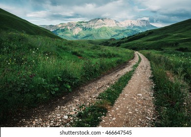 
Road To The Mountains . Foothills . Mountain Landscape