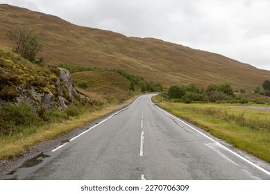 Road to the mountains in the highlands of Scotland