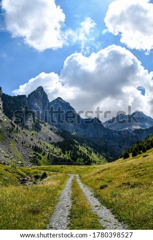 road in mountains, photo as a background , in the European Border between spain and france in the pyrenees