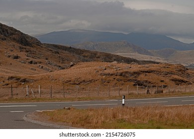 Road In Mountains Of Snowdonia North Wales