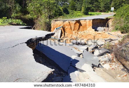 Road near Raeford North Carolina that is gone after Hurricane Matthew
