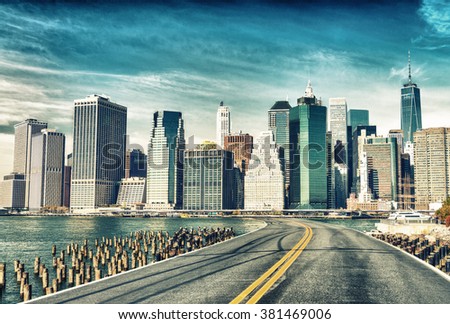 Road to New York City. Holiday and travel concept.