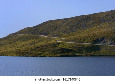 Road to Nordkapp (Norway): Empty street on Magerøya Island leading directly to Nordkapp (North Cape)