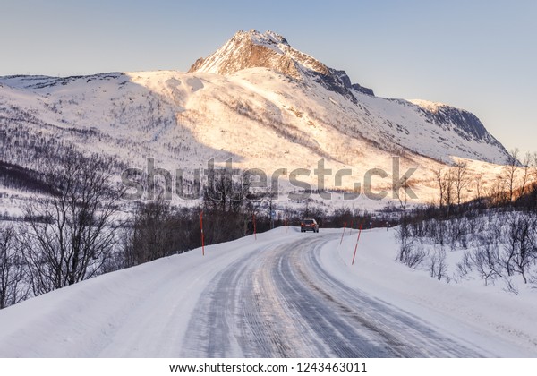 The road
in Norway, Lofoten islands. Travel
Norway.