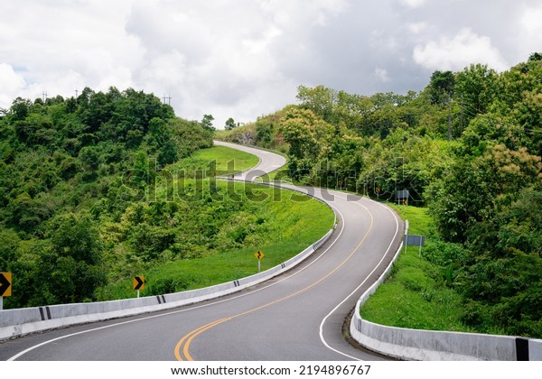 Road\
number three and natural at nan provice in\
thailand