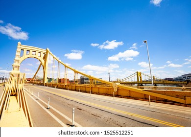 Road On Roberto Clemente Bridge In Pittsburg