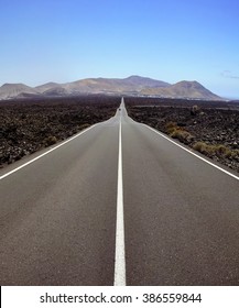 Road On Timanfaya, Lanzarote, Spain