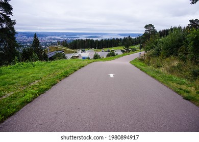 Road On Top Of Moutain Towards Sea 