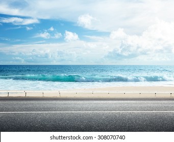 road on tropical beach