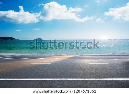 Road on tropical beach