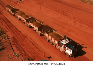 Road Ore Trains In The Pilbara Carrying Ore To Port