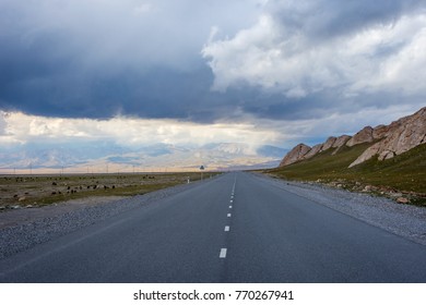 Road Over Scenic Torugart Pass, Kyrgyzstan