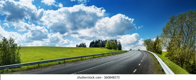 Road Panorama On Sunny Spring Day