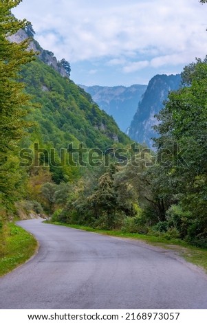 Road passing through Rugova valley in Kosovo