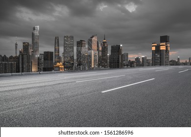 Road Pavement And Guangzhou City Buildings Skyline