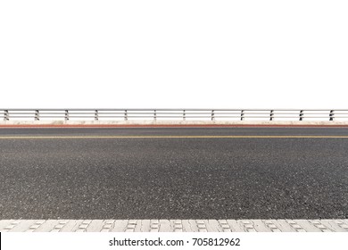 road and railings isolated on white with clipping path