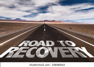 Road to Recovery written on desert road