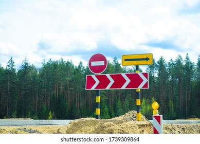 Road Repair Bypass Road Sign.