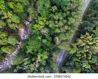 road and river in parallel from above
