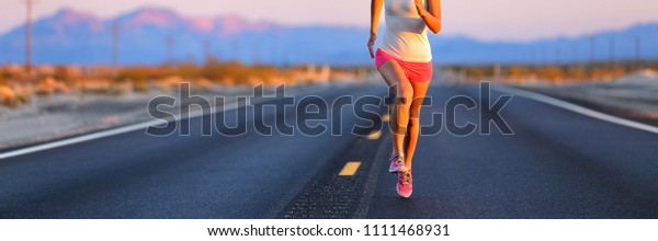 Road Runner Female Athlete Running Shoes Stock Photo 1111468931 ...