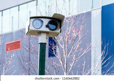 Road Safety Red Light Traffic Camera In Melbourne, Australia.