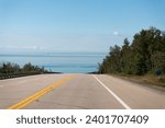 A road in saguenay fjord near tadoussac view panorama