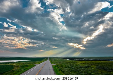 Road From Saskatchewan To Alberta, Canada