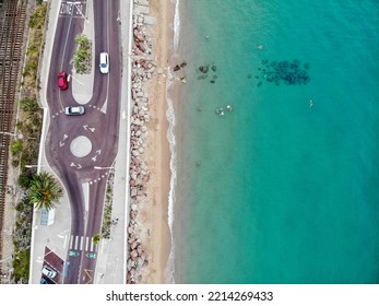 The Road And The Sea At Cannes From The Sky (France)