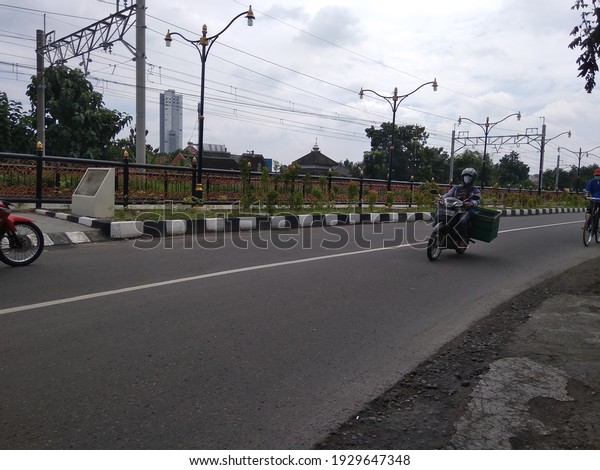 a road section in Solo, Central Java, Indonesia on
March 5, 2021