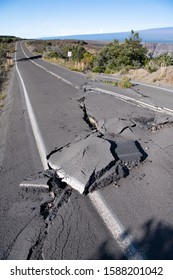 Road Showing Earthquake Damage On The Big Island, Hawaii