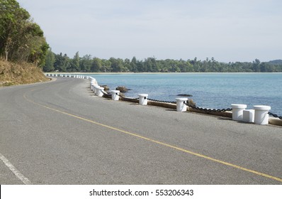 Road Side Along The Beach And Blue Sea