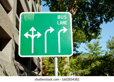 Road Sign Australia, Melbourne. Bus Lane. 