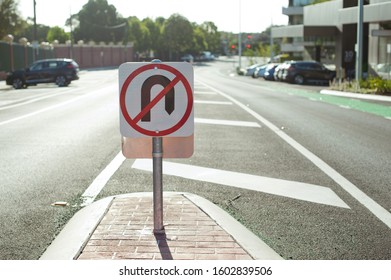 Road Sign Australia, Melbourne. No U Turn.