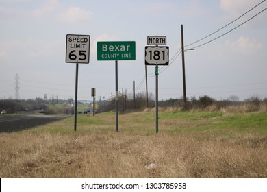 Road Sign: Bexar, TX County Line