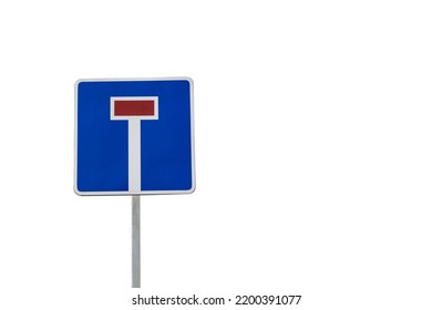 Road Sign Dead End. No Way Sign Isolated On White Background