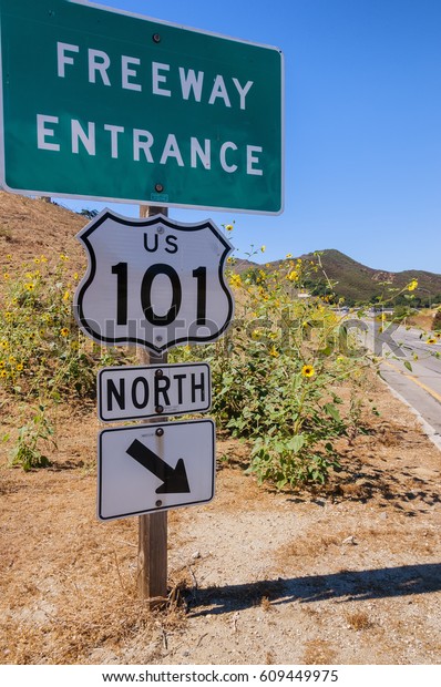 Road Sign Entrance Us 101 Ventura Stock Photo (Edit Now) 609449975