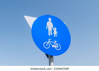 Road Sign Informing About Pedestrian And Bicyclist Road.