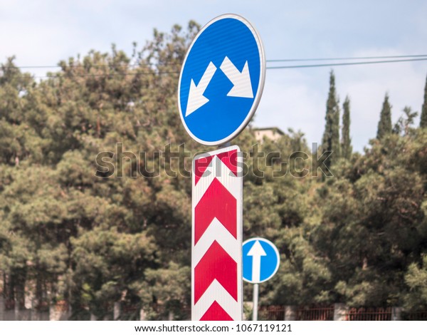 Road sign left or right\
turn driving
