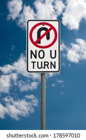 Road Sign No U Turn Over Sky