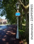 Road sign on the promenade along the Paseo Estitxu, Bilbao