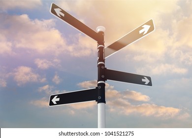 Road sign on sky background - Shutterstock ID 1041521275
